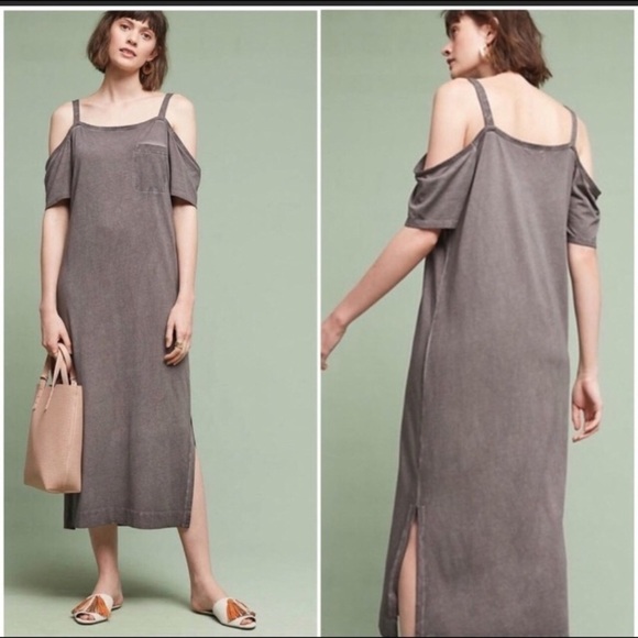 🆕 Anthropologie Cloth & Stone Juliette Dress Gray Petite XXS - Picture 1 of 5